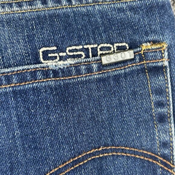G Star RAW 3301 Jeans Men 34x32 Blue 3301 Slim Straight Stretch Denim Whiskered - Picture 12 of 16